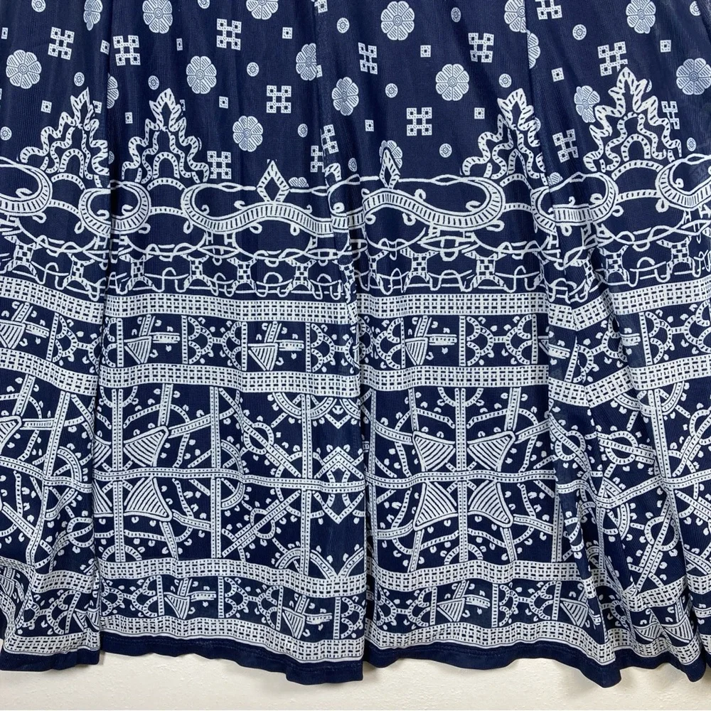 Haani Midi Dress Fit & Flare mesh Navy Blue Petite Small Boho Bohemian - Picture 12 of 16